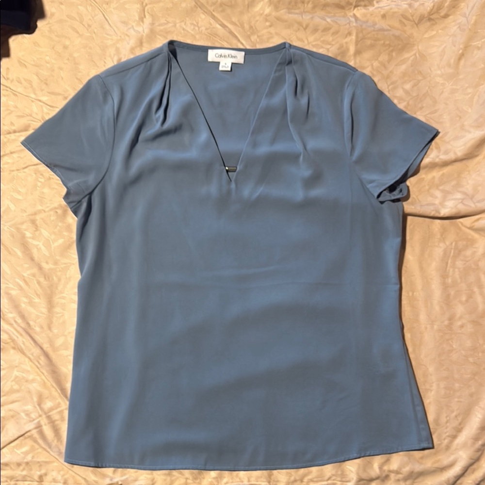 Calvin Klein Blue Short Sleeve Blouse